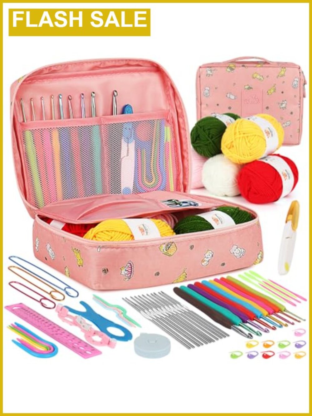 Crochet Kit for Beginners Ergonomic Hooks Yarn Storage Case DIY Craft